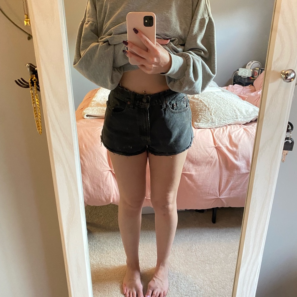 black jean shorts